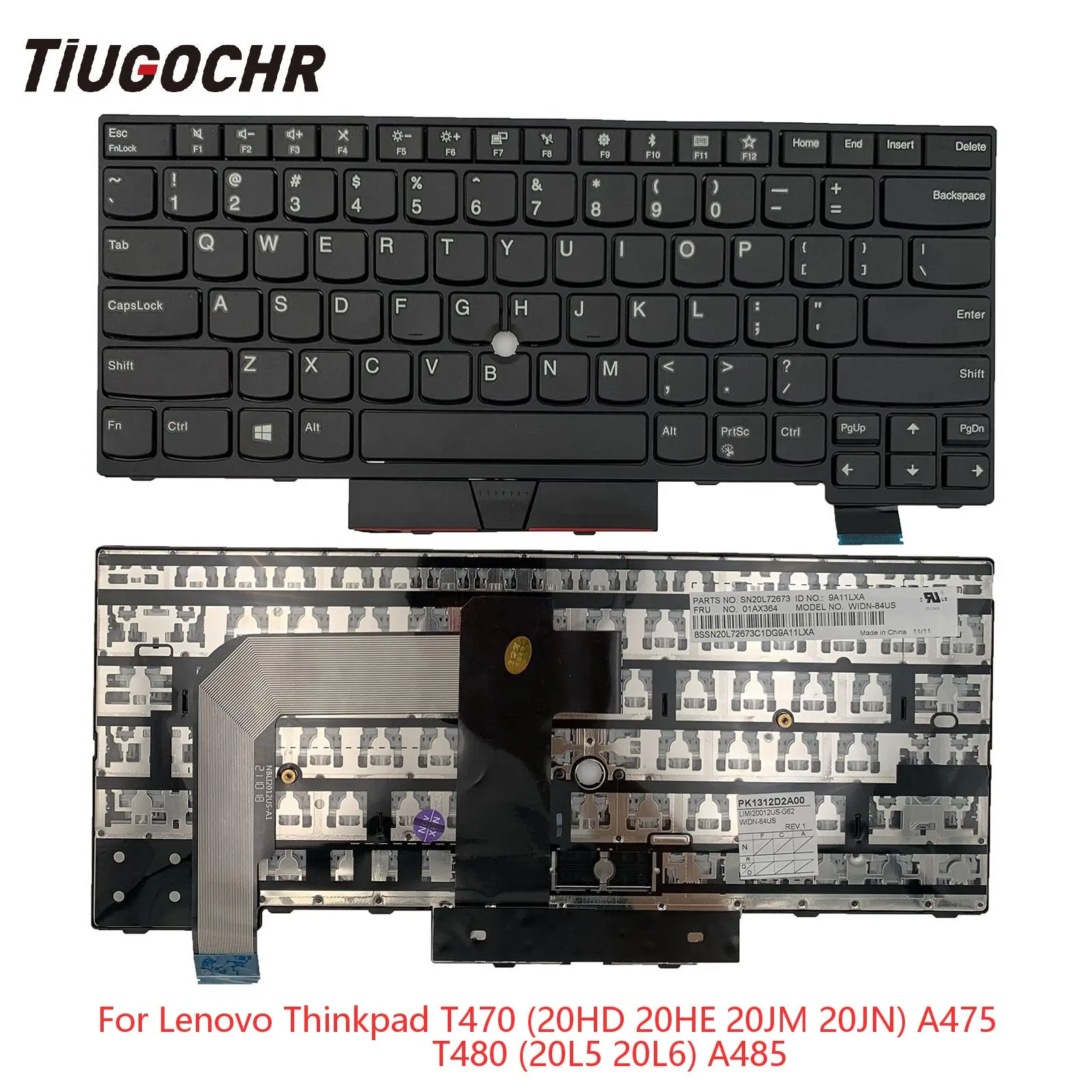 Tastiera Usa Per Lenovo Thinkpad T470 T480 (20 L5 20 L6) A475 A485 Tastiera Non Puntatore