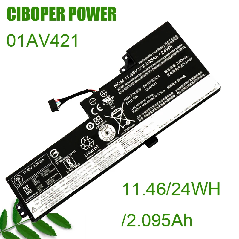Batteria Per Laptop Cp 01 Av421 24Wh Per Thinkpad T470 T480 A475 A485 Tp25 Serie 01 Av419 01 Av421 01 Av489 01 Av420 Sb10K97576 Sb10K97578
