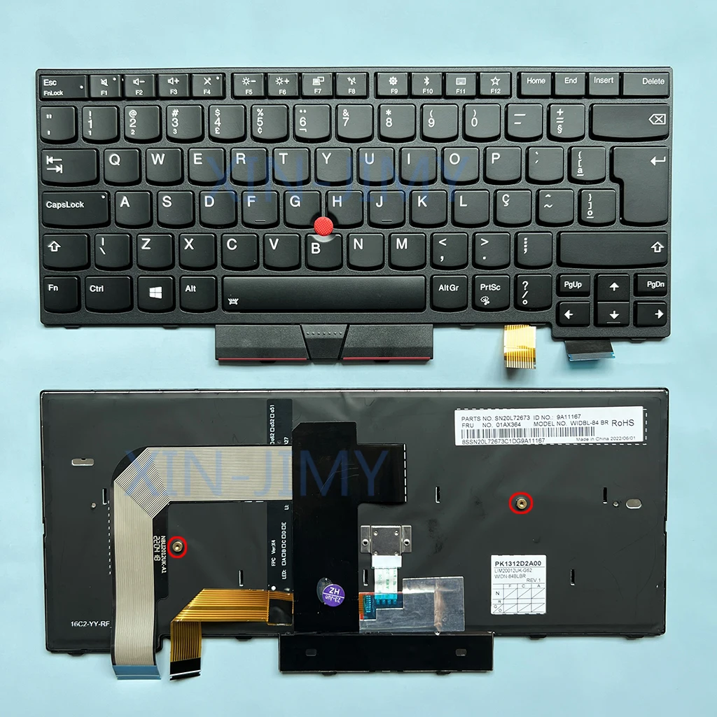 Tastiera Retroilluminata Brasiliana T470 Per Lenovo Thinkpad T470 T480 A475 A485 Sn20L72673 9 A11167 01 Ax364 Widbl-84 Br Pk1312D2A00