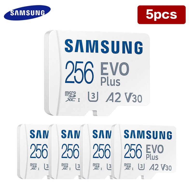 Samsung Micro Sd Card Evo Plus Storage 64Gb 128Gb 256Gb Sdxc Card U3 C10 U3 5Pcs 10Pcs Flash Memory Card Mini Sd Per Telefono