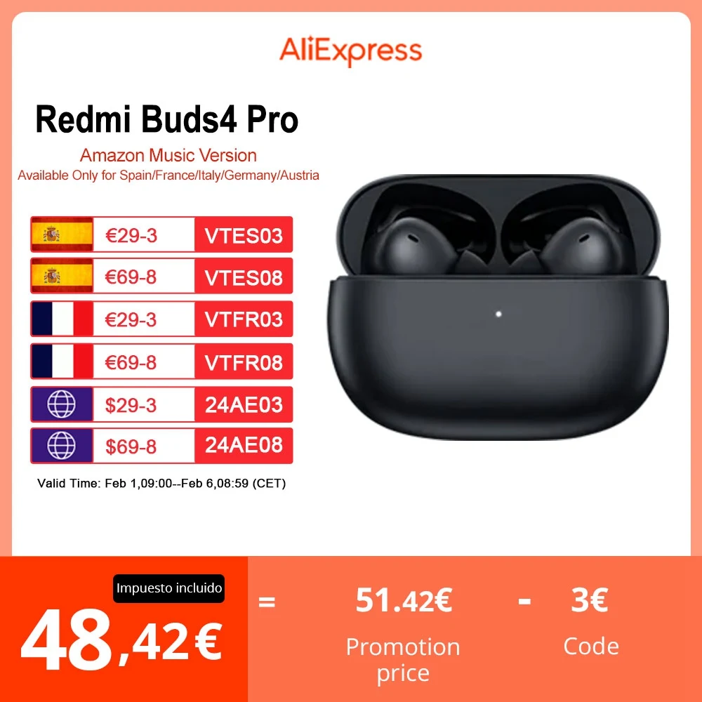 Xiaomi Redmi Buds 4 Pro Auricolare Bluetooth Tws True Wireless Earbuds Noise Cancelling 3 Mic Cuffie Wireless Anc Headset 4Pro