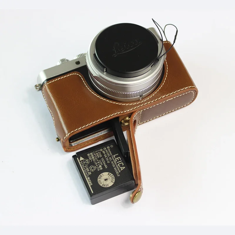 Custodia In Pelle Pu Set Mezzo Corpo Custodia Per Fotocamera Per Leica D-Lux 7 D-Lux7 Lux-7 D7 Con Apertura Della Batteria