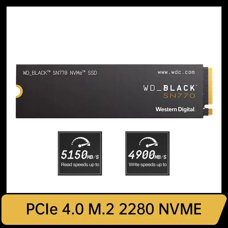Western Digital Wd Sn770 500Gb 1Tb 2Tb Ssd Nvme Gen4 Pcie M.2 2280 Pcie 4.0 X4 Drive Disco A Stato Solido Interno Per Ps5 Desktop