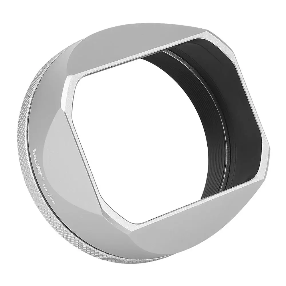 Haoge Hg-Lh-X54W Quadrato In Metallo Lens Hood Con 49 Millimetri Anello Adattatore Per Fujifilm Fuji X100V Camera Argento
