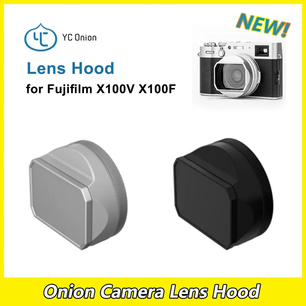 Yc Onion Camera Lens Hood Shade Per Fujifilm X100V X100F Con Anello Adattatore Da 49Mm In Lega Di Alluminio Accessorio Per Fotocamera Nero Argento