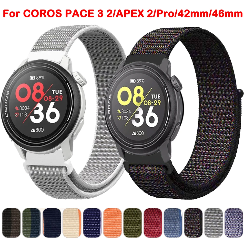 Per Coros Pace 3 Cinturino Sportivo In Nylon Cinturino Per Coros Apex 2 Pro/Pace 2 Cinturino Apex 46Mm 42Mm Cinturino Cinturino