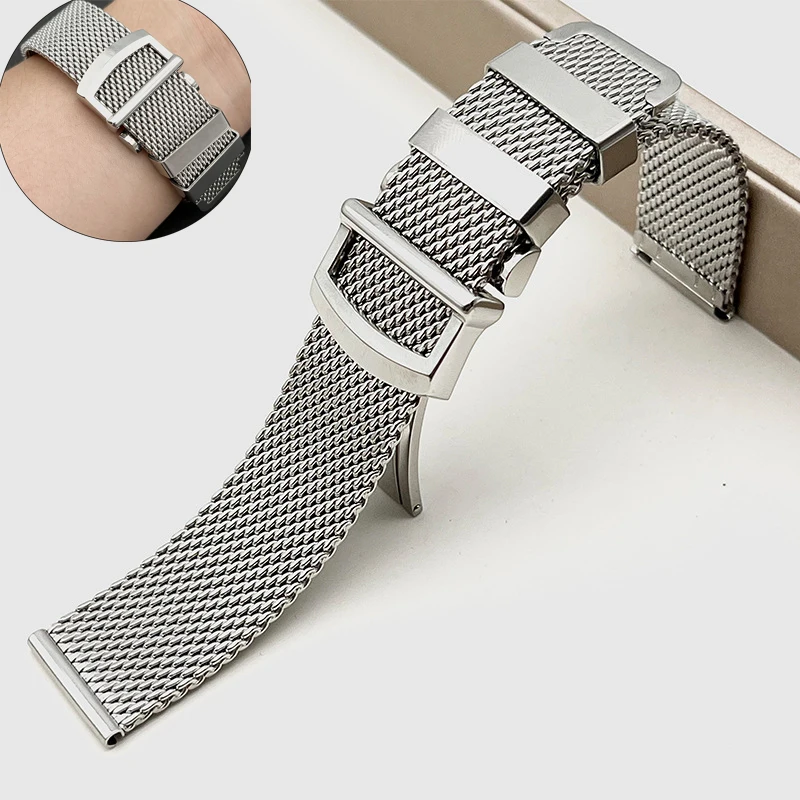 Cinturino Milanese In Metallo Da 20Mm 22Mm Per Iwc Pilot'S Seiko Omega Bracciale Per Orologio In Acciaio Inossidabile Cinturino Pieghevole Con Chiusur