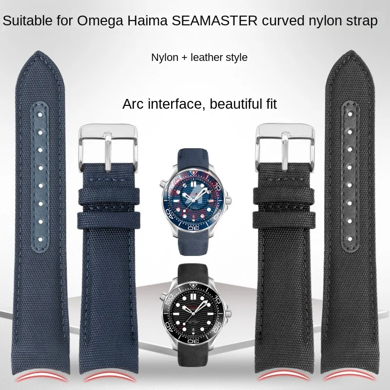 Cinturino Per Orologio In Nylon Per Omega Seamaster Canvas Wristband Seamaster Series Interfaccia Curva Accessori Per Orologi Per Uomo 20 22Mm