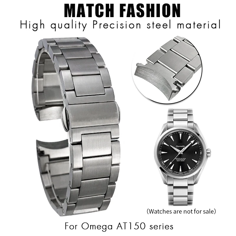 Cinturino In Metallo Con Estremità Curva Per Cinturino In Acciaio Inossidabile Omega Watch At150 Aqua Terra 150M 20Mm Bracciali In Acciaio Inossidabil