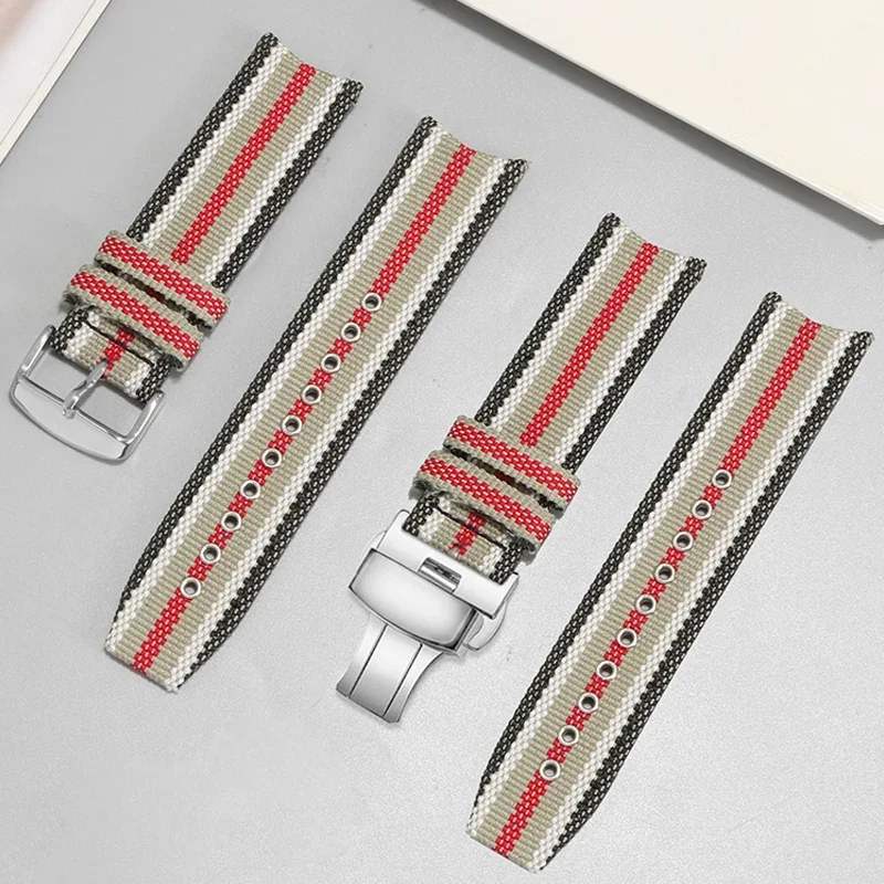 Cinturino In Nylon Per Burberry Omega Bu7600 7601 7602 7680 Accessori Per Cinturino In Tela Da Polso 22Mm