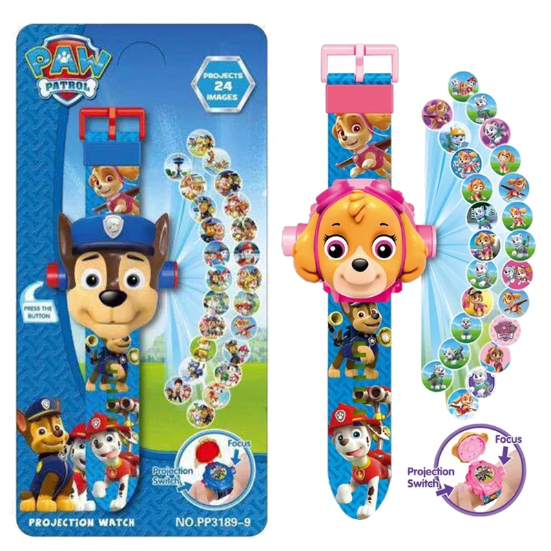 Paw Patrol Projection Watch Cartoon Model Big Head Puppy Flip Chase Marshall Macerie Skye Orologio Per Bambini