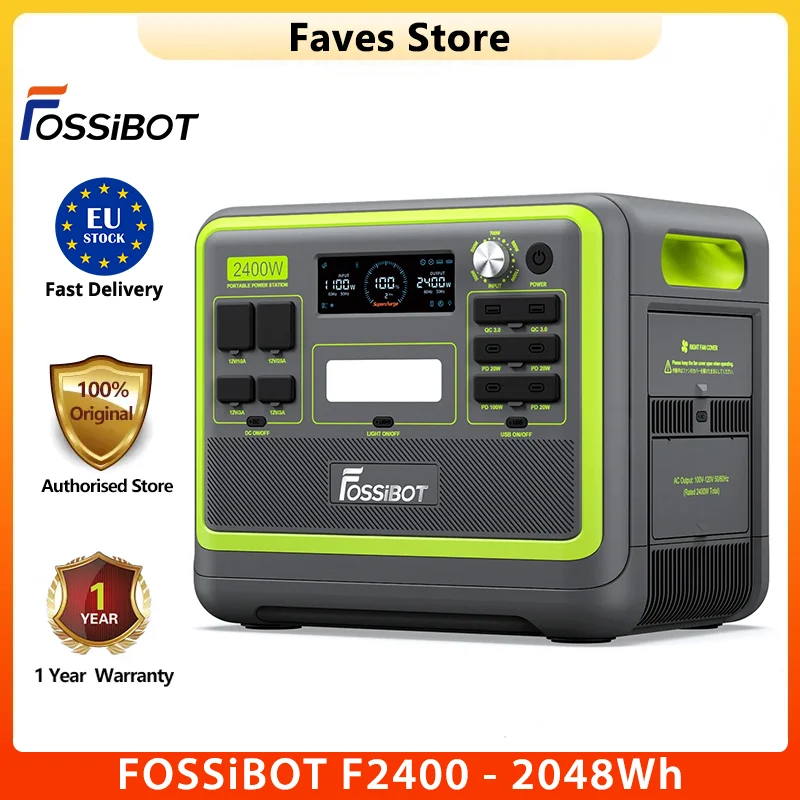Pannello Della Centrale Elettrica Portatile Fossibot F2400, Batteria Lifepo4 Da 2048Wh, Generatore Solare Da 2400W