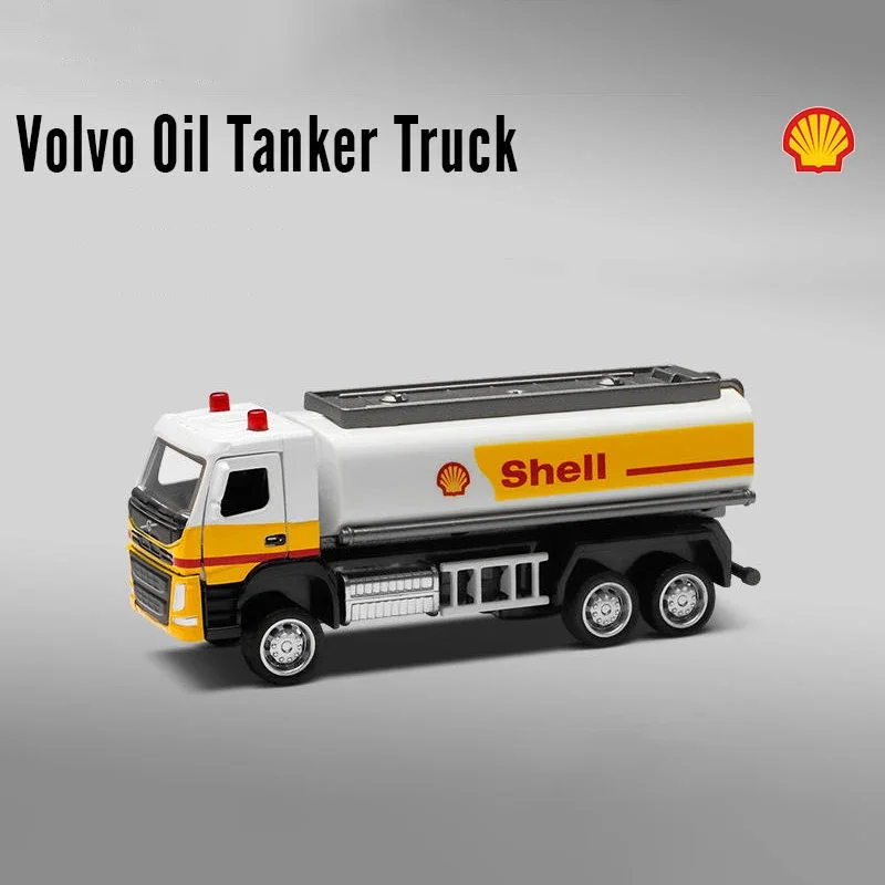 1:72 Volvo Container Truck Oil Tanker Shell Truck Rimorchio In Lega Gulf Oil Car Model Children'S Pull Back Car Model Truck Boy Toy