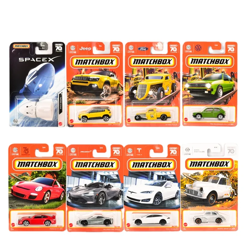 Original Matchbox Car 70Th Year Toys For Boys 1/64 Diecast Space X Porsche 911 Ford Tesla Model 3 Volvo Modello In Metallo Regalo