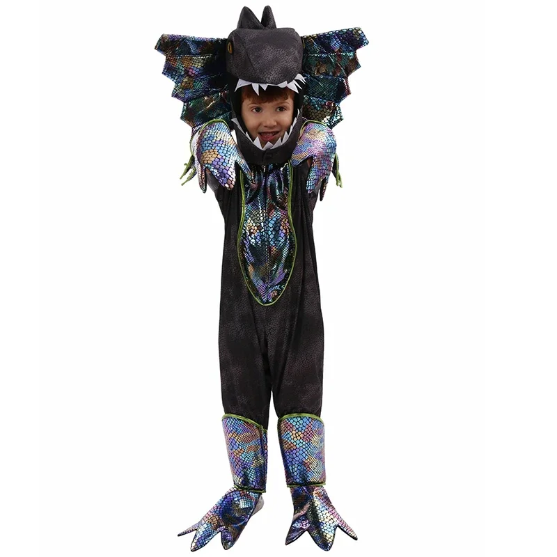 2024 Unisex Jurrassic Dinosaur Halloween Purim Outfit World Dilofosauro Dinosaur Costume Per Bambini