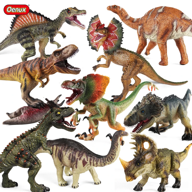 Oenux Jurassic Dinosauri Brinquedo T-Rex Velociraptor Dilofosauro Apatosaurus Animali Modello Action Figures Collection Giocattolo Per Bambini