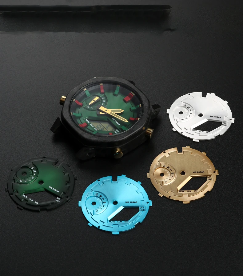 Per Il Ga-2100 Casioak Per Casio Ga2100 Modifica Cool Metal Dial Tiffany Multi Color Surface Watch Accessori Fai Da Te Spazzolati
