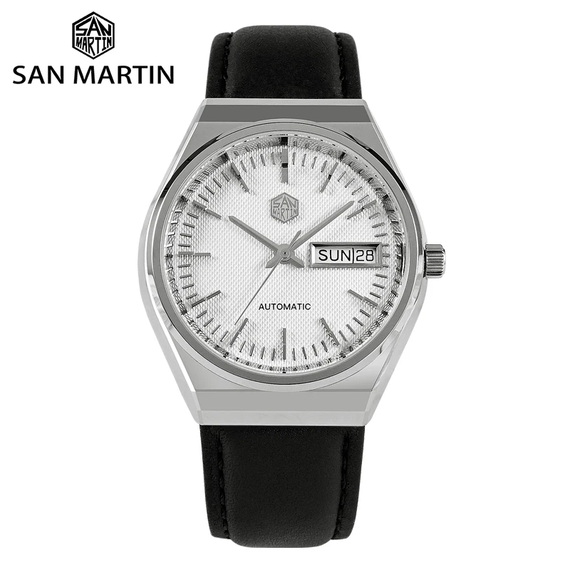 San Martin New Men Dress Watch 37Mm Luxury Fashion Gabbiano St2100 Automatic Mechanical Sports Business Sapphire Double Calendar