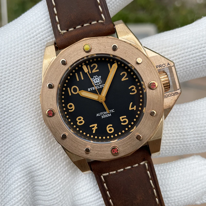 Steeldive Men Diver Watch 45.6Mm Cusn8 Bronze Orologio Da Polso Meccanico Automatico 300Atm Impermeabile Bgw-9 Zaffiro Luminoso Nh35