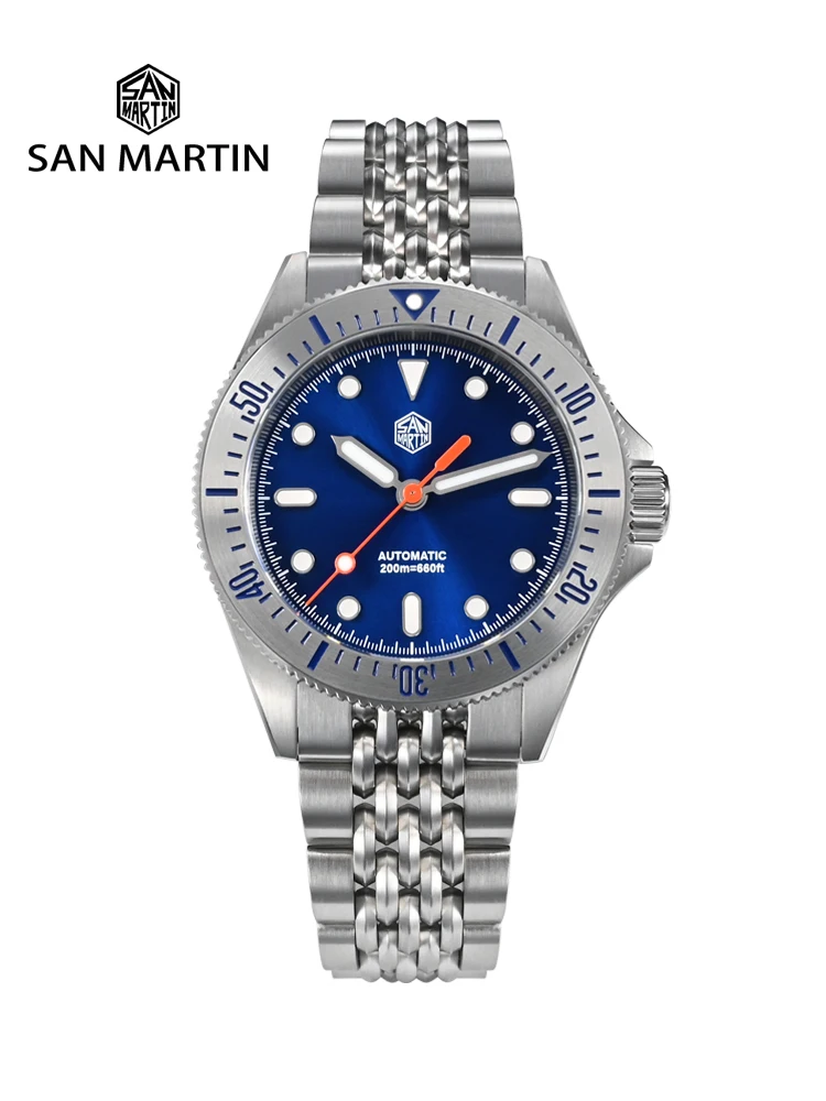 San Martin Design Originale 38.8Mm Aggiornamento Orologio Subacqueo Sunburst Quadrante Smaltato Nh35 Meccanico Automatico Di Lusso Impermeabile 200M L