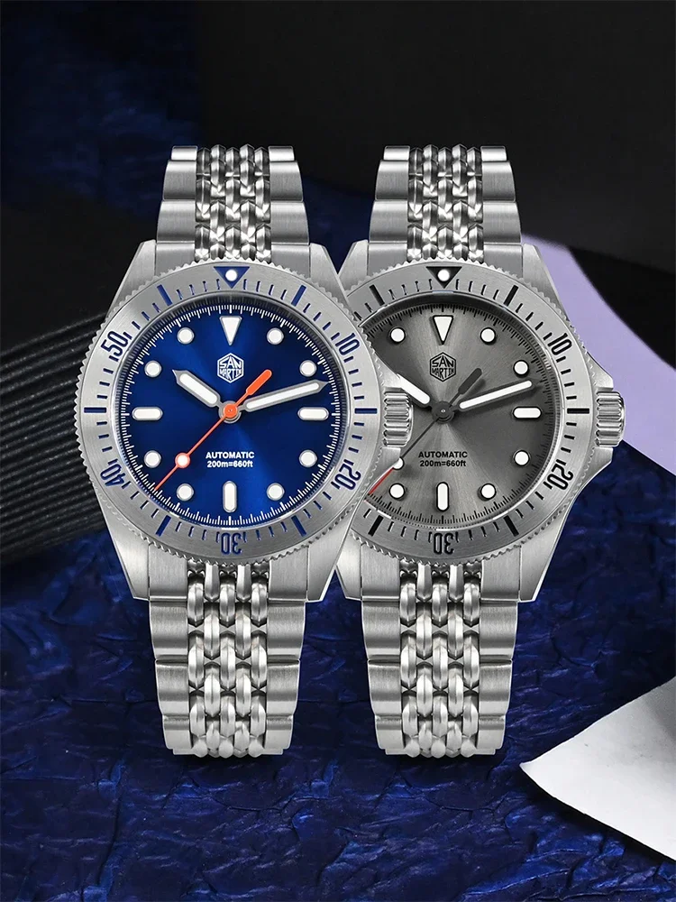San Martin Design Originale 38.8Mm Aggiornamento Orologio Subacqueo Sunburst Quadrante Smaltato Nh35 Meccanico Automatico Di Lusso Impermeabile 200M L