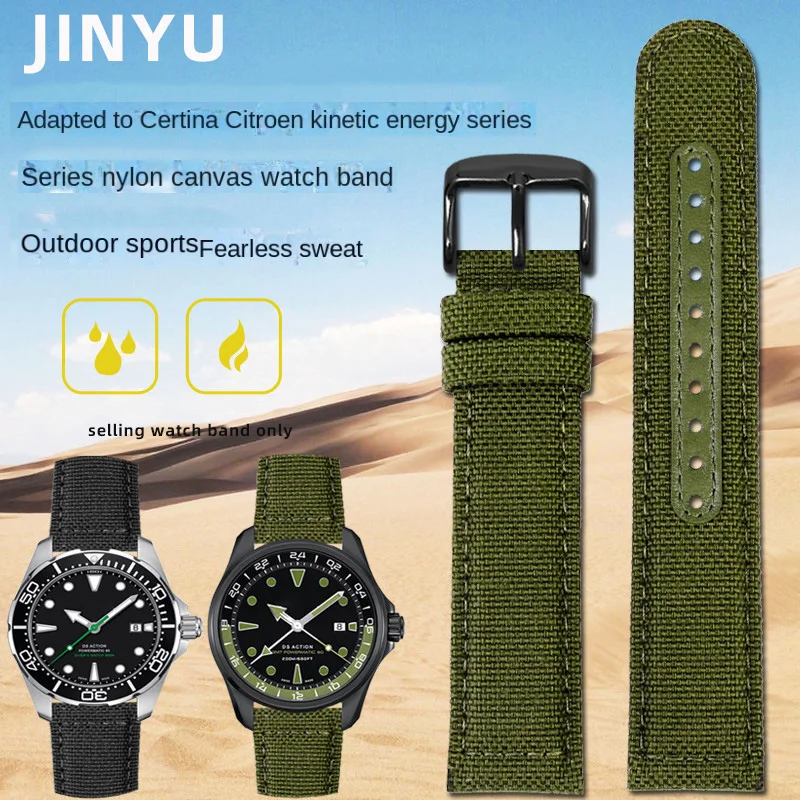 Cinturino In Nylon Da 21Mm 22Mm Per Certina Kinetic Energy Series Seiko Prospezione Ex Sport All'Aria Aperta Bracciale In Tela Serie Maschile Impermea