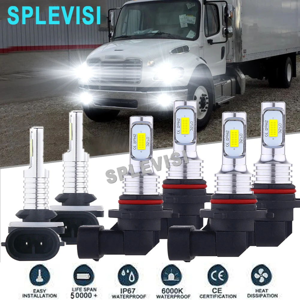 Led Headlight Fog Light Hi Low Beam Bulbs White For Freightliner Business Class M2 106 2017  Faros Led Para Auto