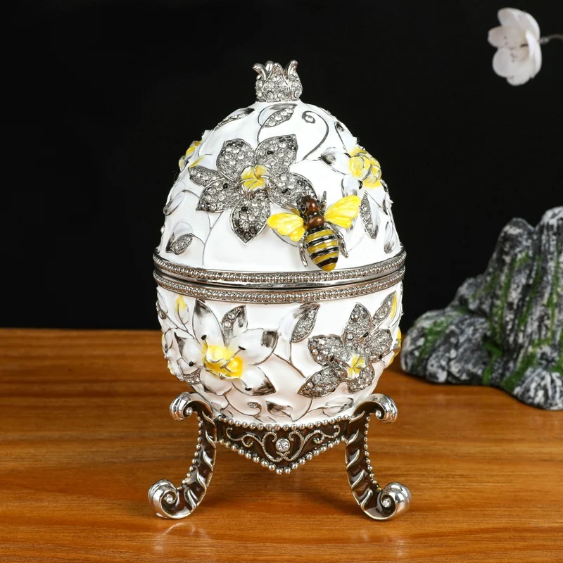 Shinnygifts Big Size Royal Anniversary Gifts Bee On Flowers Faberge Egg Gingillo Box Regali Di Pasqua