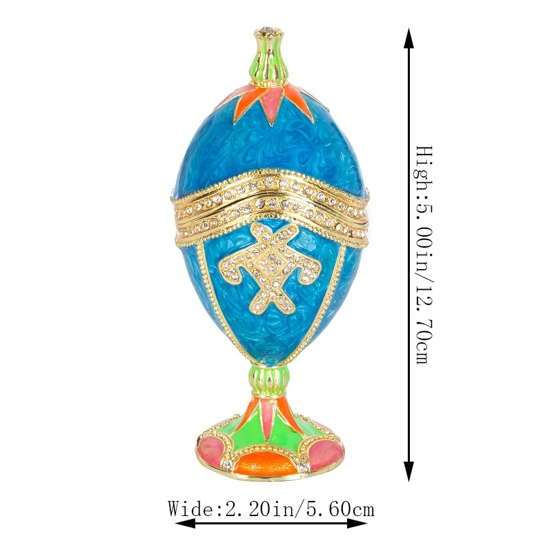 Qifu Artigianato Colore Blu Faberge Portagioie E Imballaggio