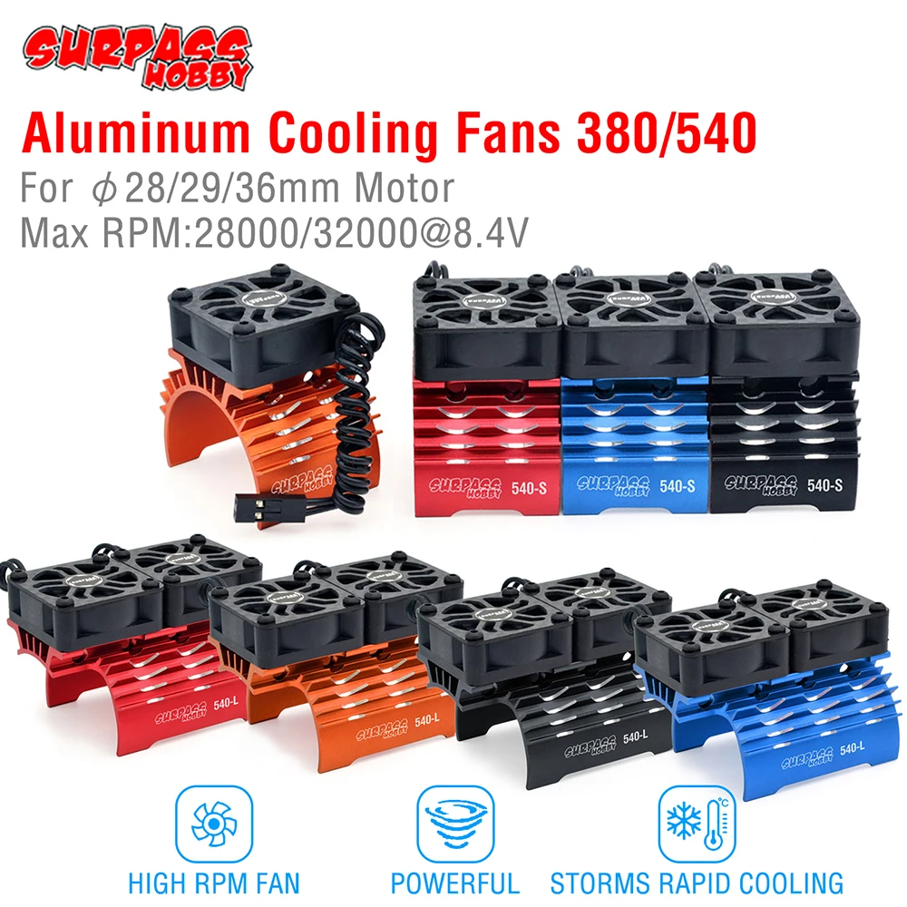 Surpass Hobby Rc Motor Fan Per Rc Car 1/8 1/10 1/12 Scale 380 390 540 550 Motore Brushless 28/29/36Mm Ventola Di Raffreddamento Dissipatore Di Calore