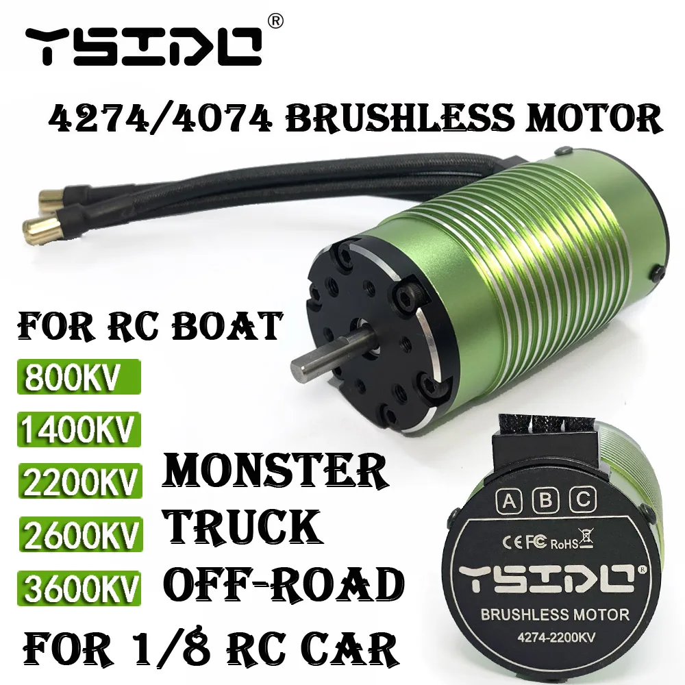 Ysido 4274 1400Kv 2200Kv 2600Kv 3600Kv Motore Brushless Per Rc Arrma Traxxas Edf Boat 1/8 Car Monster Truck Off Road