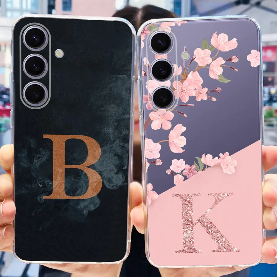 Per Samsung Galaxy S24 Plus Case 2024 New Fashion Lettere Iniziali Trasparente Funda Soft Cover Per Samsung S24 Ultra S 24 Bumper