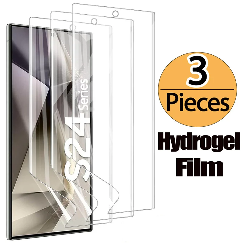 3 Pz/Lotto, Idrogel Pellicola Samsung Galaxy S24 Ultra Screen Protector S 24 Plus Pellicola Protettiva Morbida E Trasparente Samsung Galaxy S24+ Scree