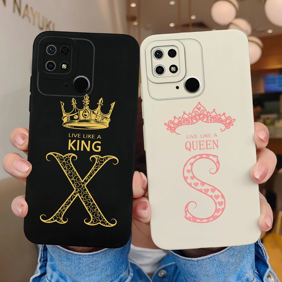 Custodia Morbida Per Xiaomi Redmi 10 10C 10 Power Imperial Crown Lettera Iniziale Cover Posteriore Antiurto Funda Per 10 10 C 10 Power Coque