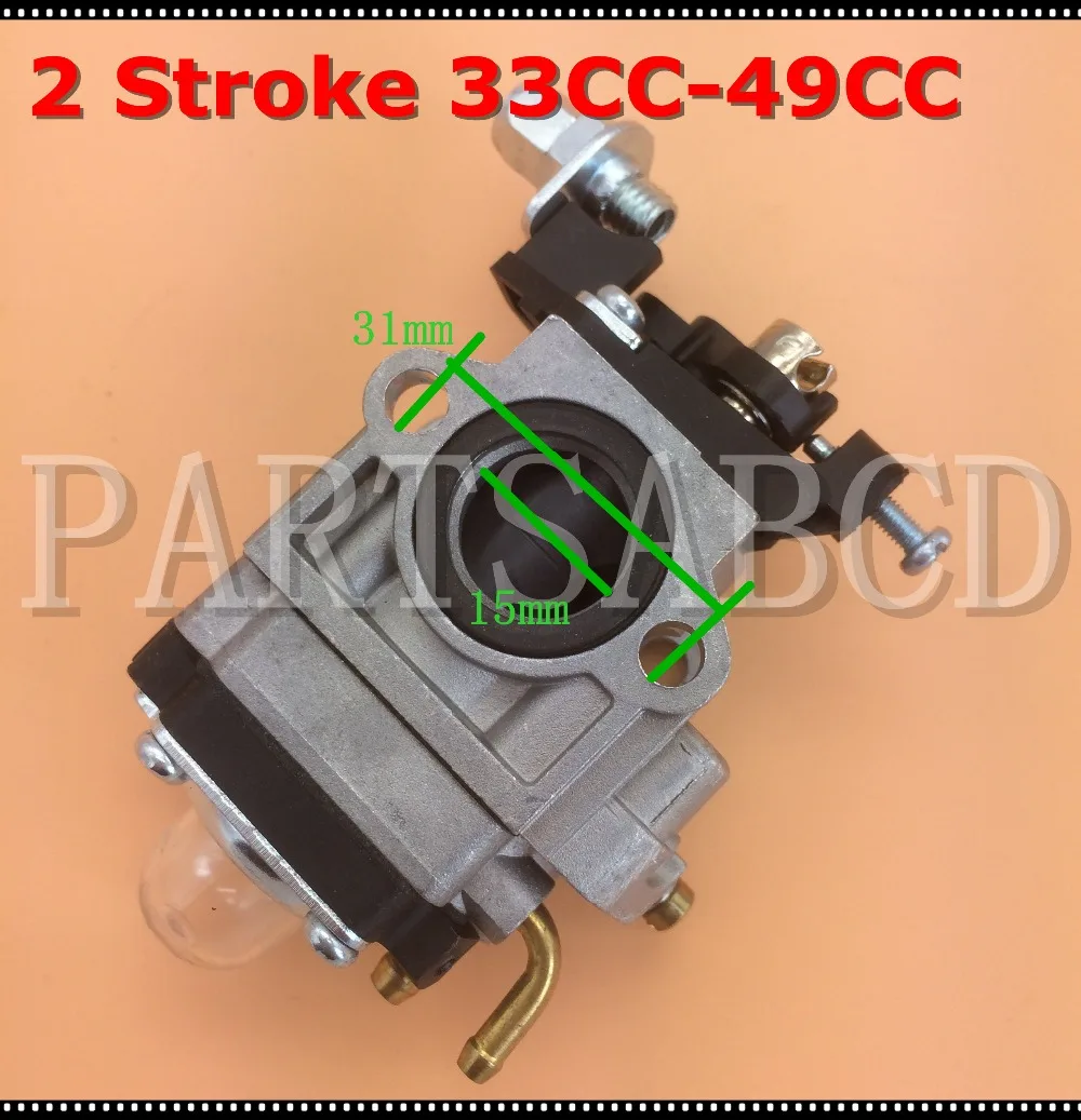 Carburatore Carb 15 Mm Per Minimoto Decespugliatore Tagliasiepe 33 40Cc 43Cc 47Cc 49Cc 50Cc 2 Storke Gas Scooter Pocket Mini Bike