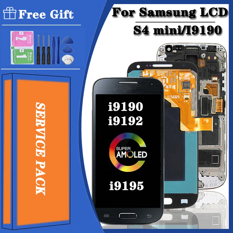 Nuovo Per Samsung S4 Mini Display Per Samsung S4 Mini I9190 Display Gt I9192 I9195 Lcd Digitizer Touch Screen Con Cornice