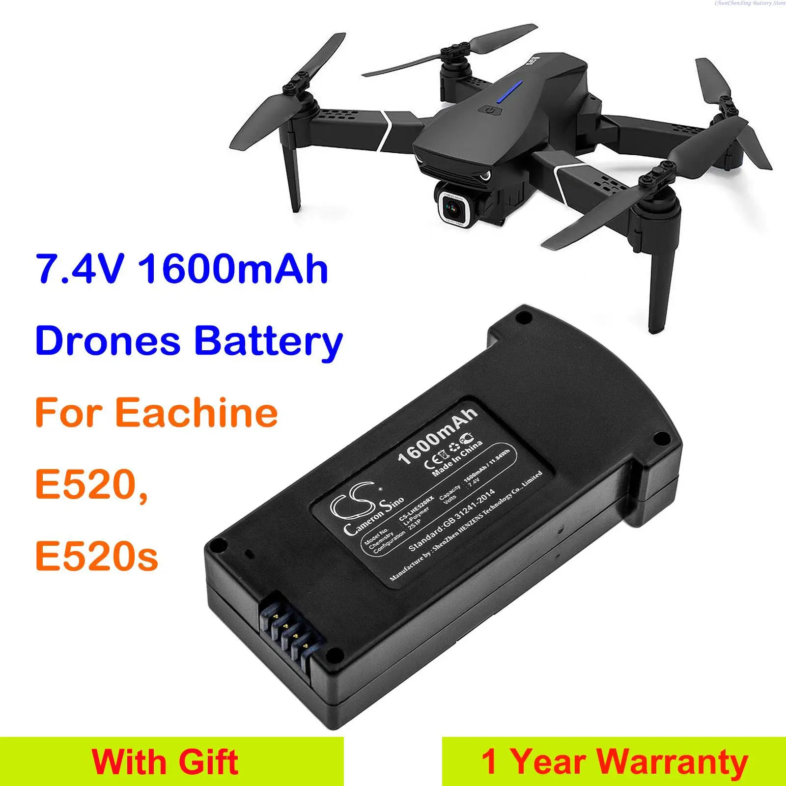 Batteria Per Droni Orangeyu 1600Mah Per Eachine E520, E520S