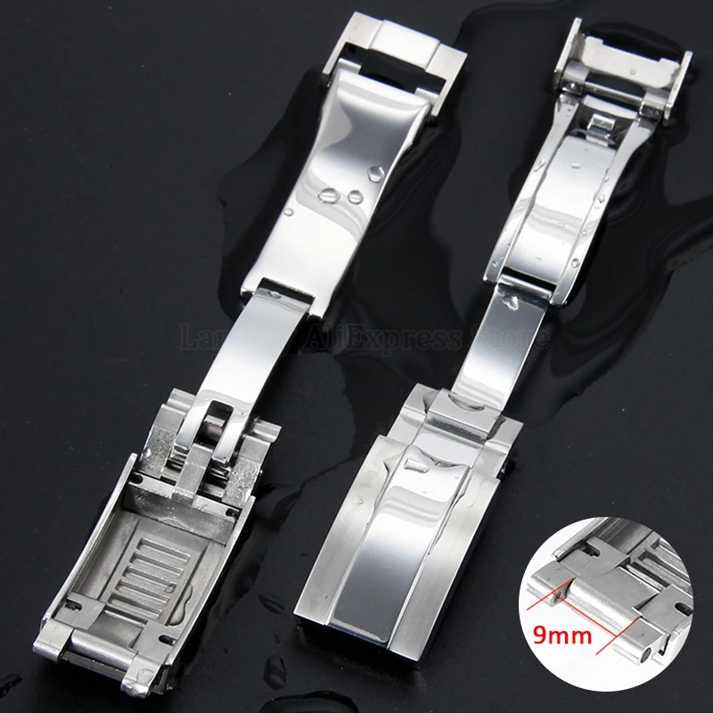 Fibbia Per Cinturino In Acciaio Inossidabile Per Rolex Per Daytona Submariner Gmt 16Mm X 9Mm 9Mm X 9Mm Chiusura Argento Scorrevole Pulsante Di Regolaz