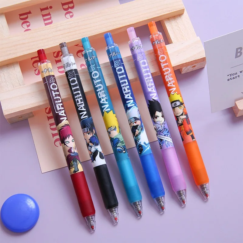 Naruto Anime Black Pen Cartoon 0.5Mm Press Bullet-Point Gel Pen Uchiha Itachi Kakashi Sasuke Cancelleria Regalo Per Studenti Casuale 1 Pz