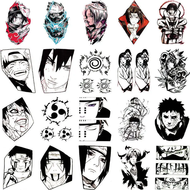 Naruto Tattoo Stickers Waterproof Long-Lasting Naruto Uzumaki Naruto Kakashi Gaara Orochimaru Caricature Kid Birthday Toy Gifts