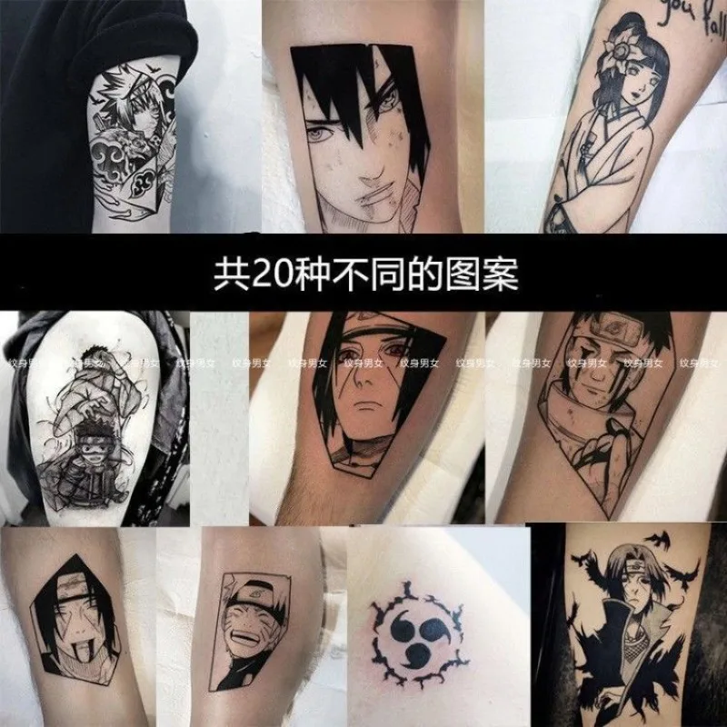 Hot Naruto Tattoo Stickers Waterproof Long-Lasting Naruto Uzumaki Naruto Kakashi Gaara Caricature Compleanno Dashing Toys Regali
