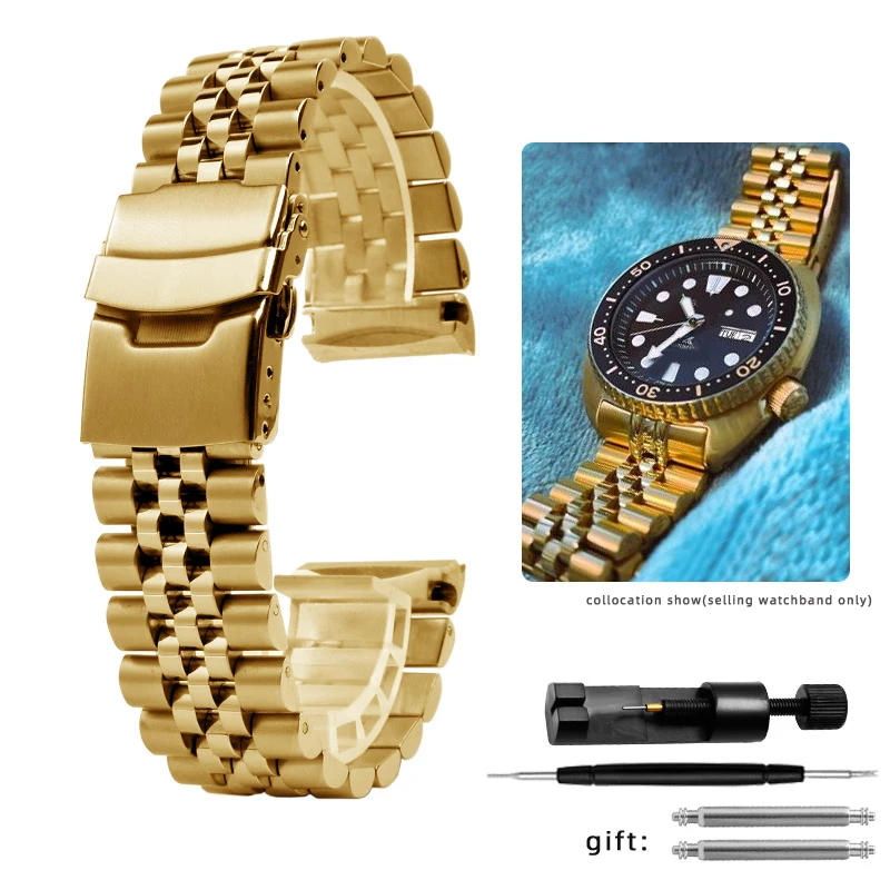 Per Tartarughe Serie Seiko Abalone Vertex Srpa21 Srp777 Srpc25 Srp773 Srp775 Srp779 Cinturino In Acciaio Inossidabile Cinturino Dorato 22Mm