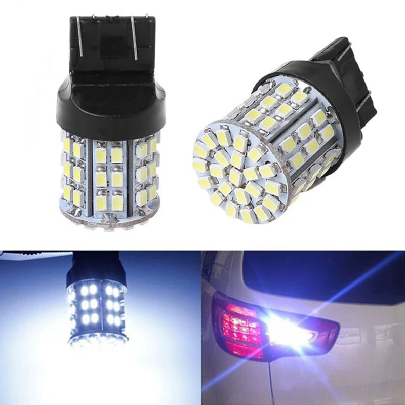 2Pcs T20 Led Luci Freno Per Auto W21W 7440 1206 64Smd Led Bianco 7440 3156 3157 Lampadina Di Riserva Automatica 12V