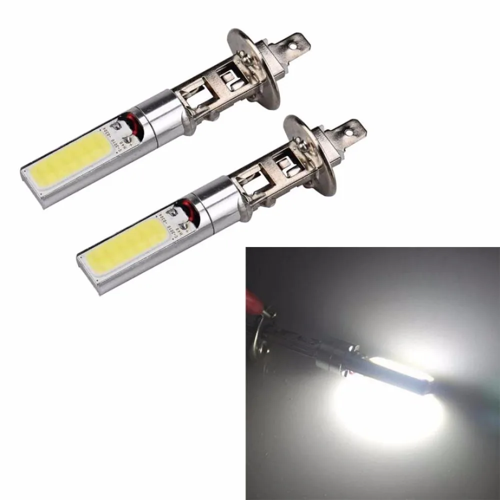 Kit2 H1 Cob Led Aluminio 12V Super Branco 6000K Daytime Auxiliar Lampada H1 Led Cob Super Brilhante Nevoeiro Efeito Branco