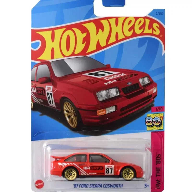 Genuine Hot Wheels Red 87 Ford Sierra Cosworth Car Models 1/64 Vehicle Alloy 2023 Batch A Toys For Children Automobile No.2/250