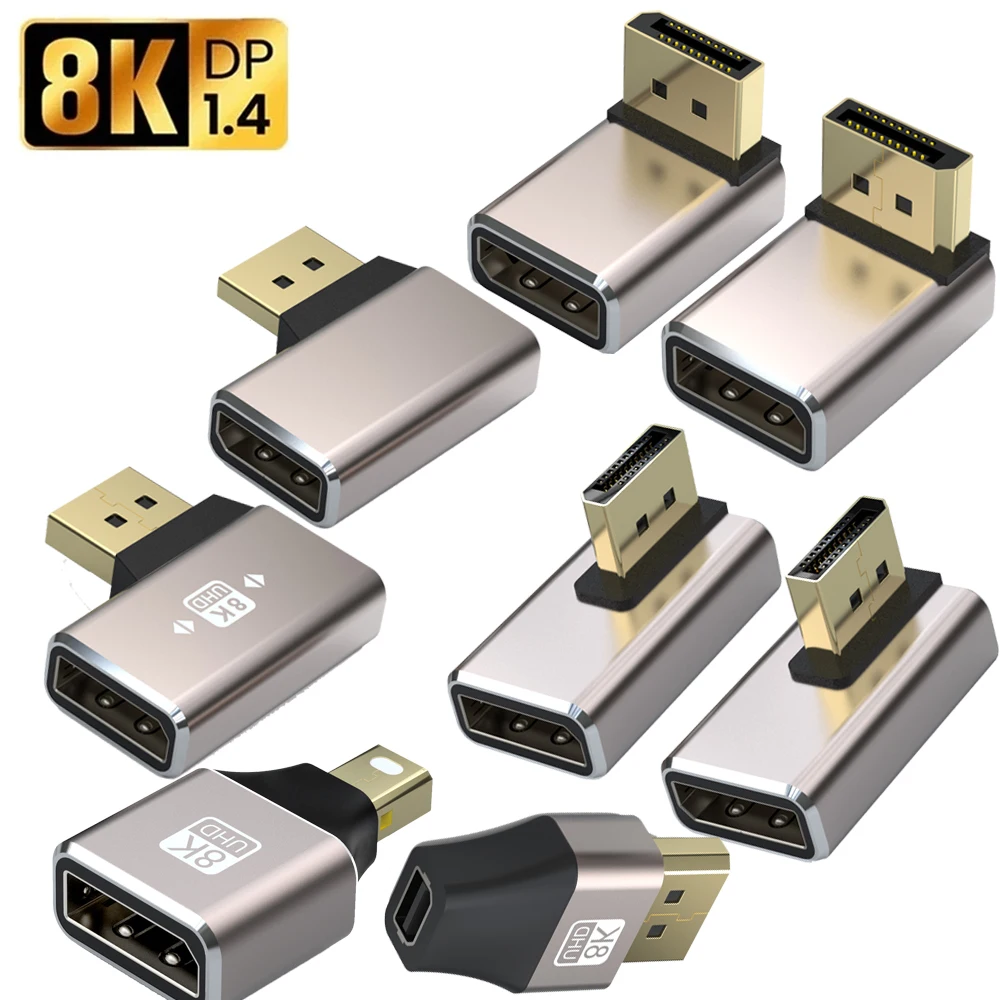 Supporto Adattatore Displayport1.4 Placcato Oro 8K @ 60Hz 4K @ 144Hz Hdr Video Alloy Shell Dp Cable Extender Per Monitor Del Computer Desktop
