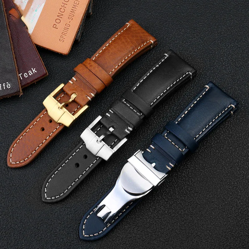 Cinturino In Pelle Per Tudor Biwan Qicheng Bronze Little Safflower / Little Black Shield Cinturino Italiano 22Mm Bracciale Da Uomo