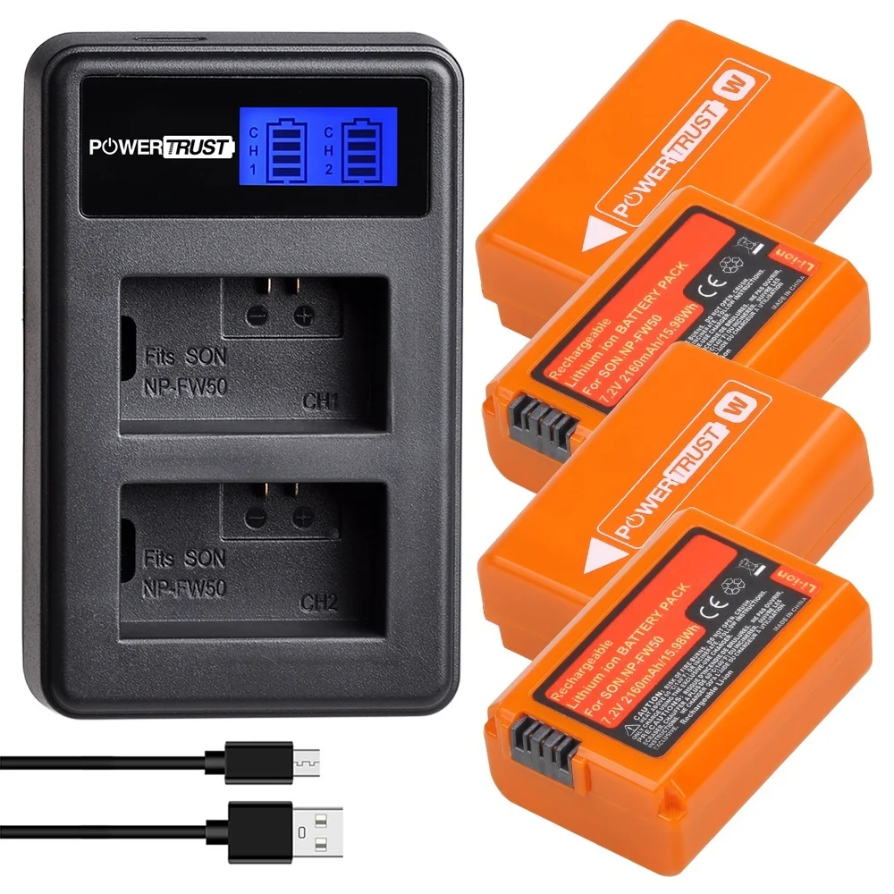 Il Caricabatteria Np-Fw50 Ha Messo Le Batterie Della Sostituzione 2160Mah Per L'Alfa 7/7Ii/A7Rii/6500/6400/6300/5100/Nex-7/Nex-6/A55V/A33 Di Sony