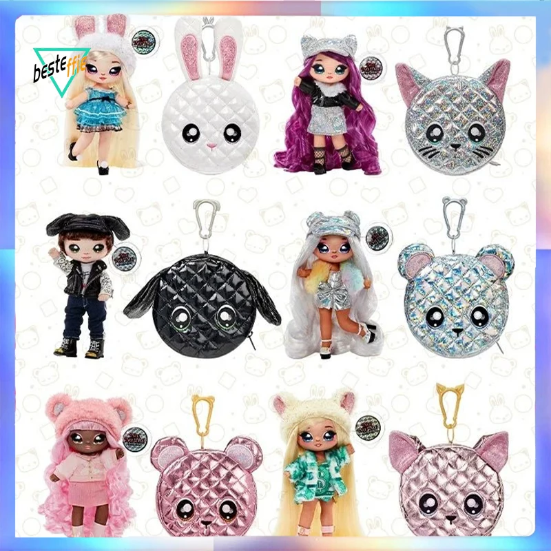 Na Na Na Surprise Kawaii Girl Figurine Clam Series Beautiful Ragdoll Girl Dress-Up Hair-Comb Pom Shiny Cotton Dolls Girl Gift