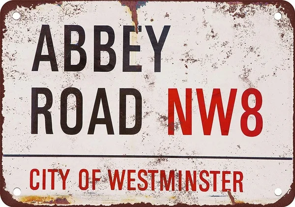 Abbey Road Tin Sign Art Wall Decoration,Vintage Alluminio Retro Metal Sign,Iron Painting Vintage Decoration Sign,
